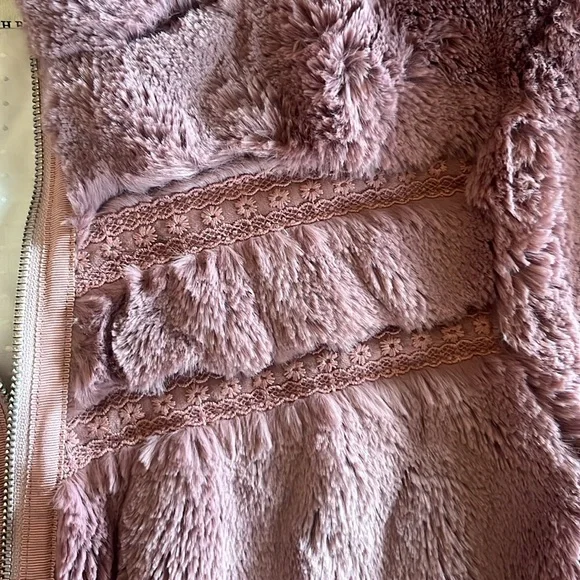 Anthropologie Faux Fur Jacket Teddy Bomber Mauve Dusty Rose - Picture 12 of 15